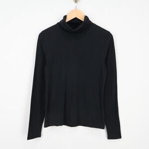 J.Crew Feather Cotton Jersey Turtleneck Long Sleeve Black Size Medium NWT